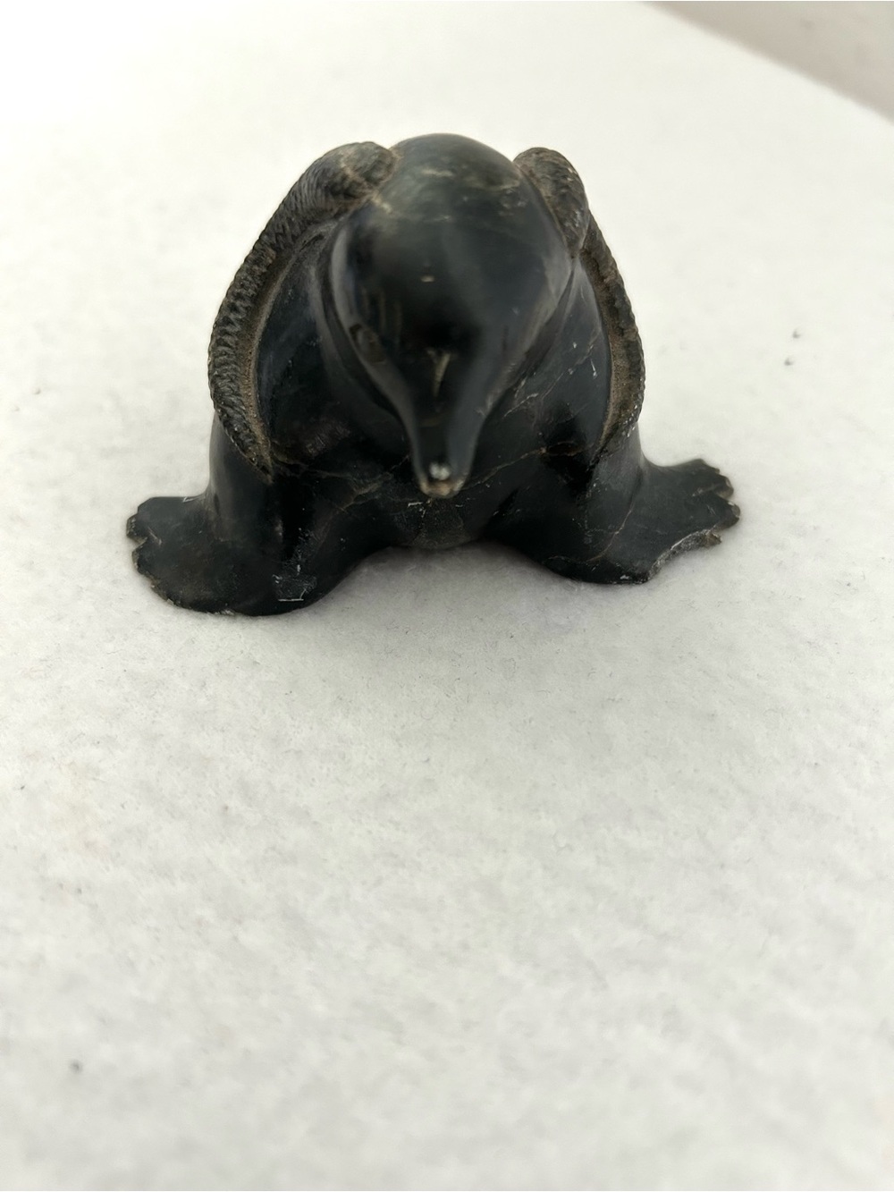 Vintage Inuit Stone Seal Ram Sculpture Mythical Canada Eskimo Art Style Signed